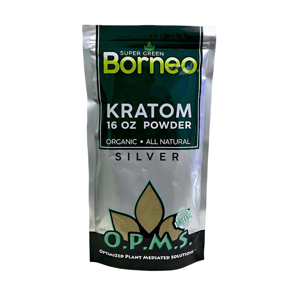 O.P.M.S. Silver Kratom Powder 16oz - Borneo Super Green Vein