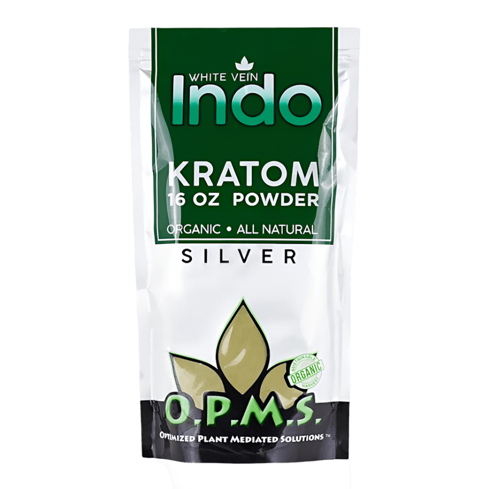 O.P.M.S. Silver Kratom Powder 16oz - Indo White Vein