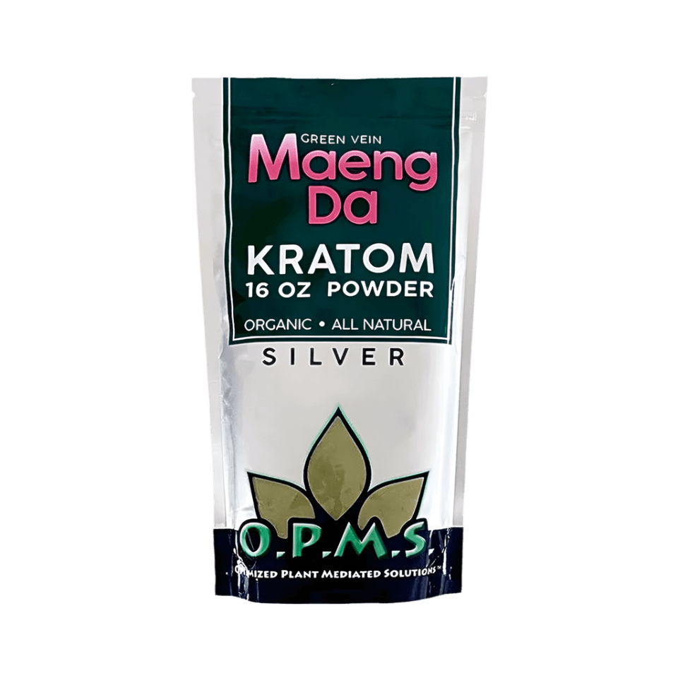 O.P.M.S. Silver Kratom Powder 16oz - Maeng Da Green Vein