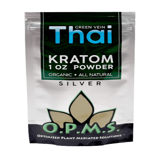 O.P.M.S. Silver Kratom Powder 1oz - Thai Green Vein