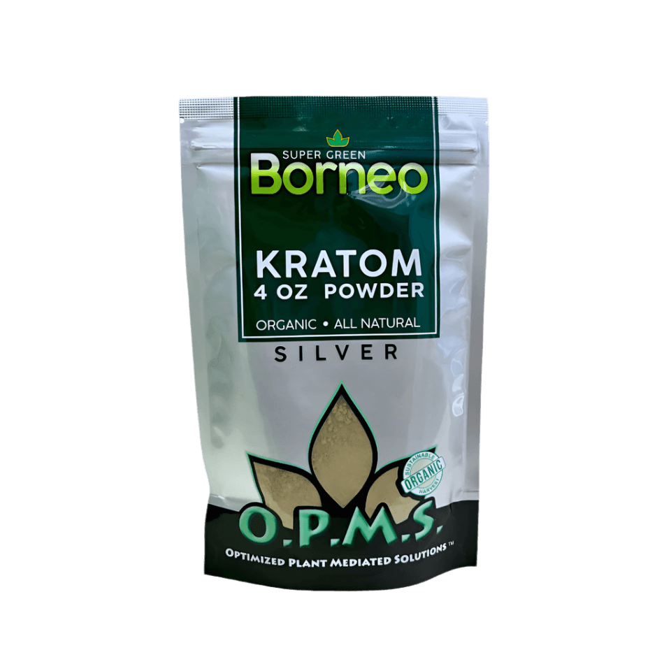 O.P.M.S. Silver Kratom Powder 4oz - Borneo Super Green Vein
