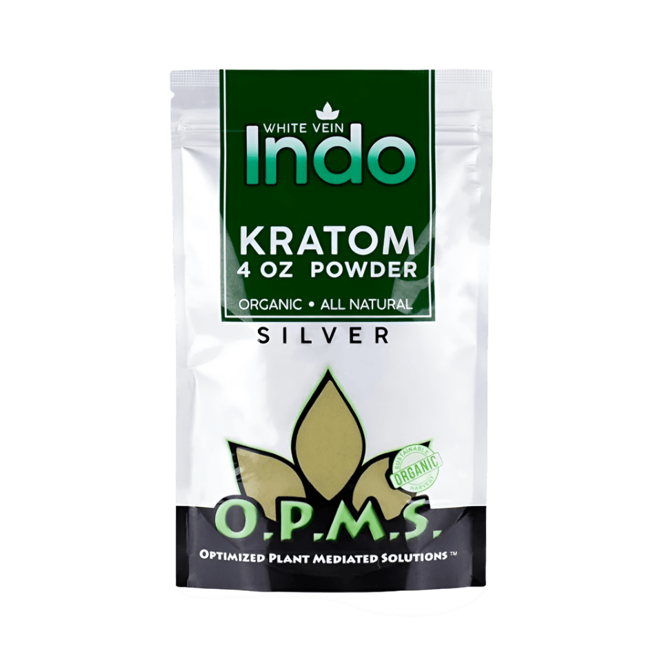 O.P.M.S. Silver Kratom Powder 4oz - Indo White Vein