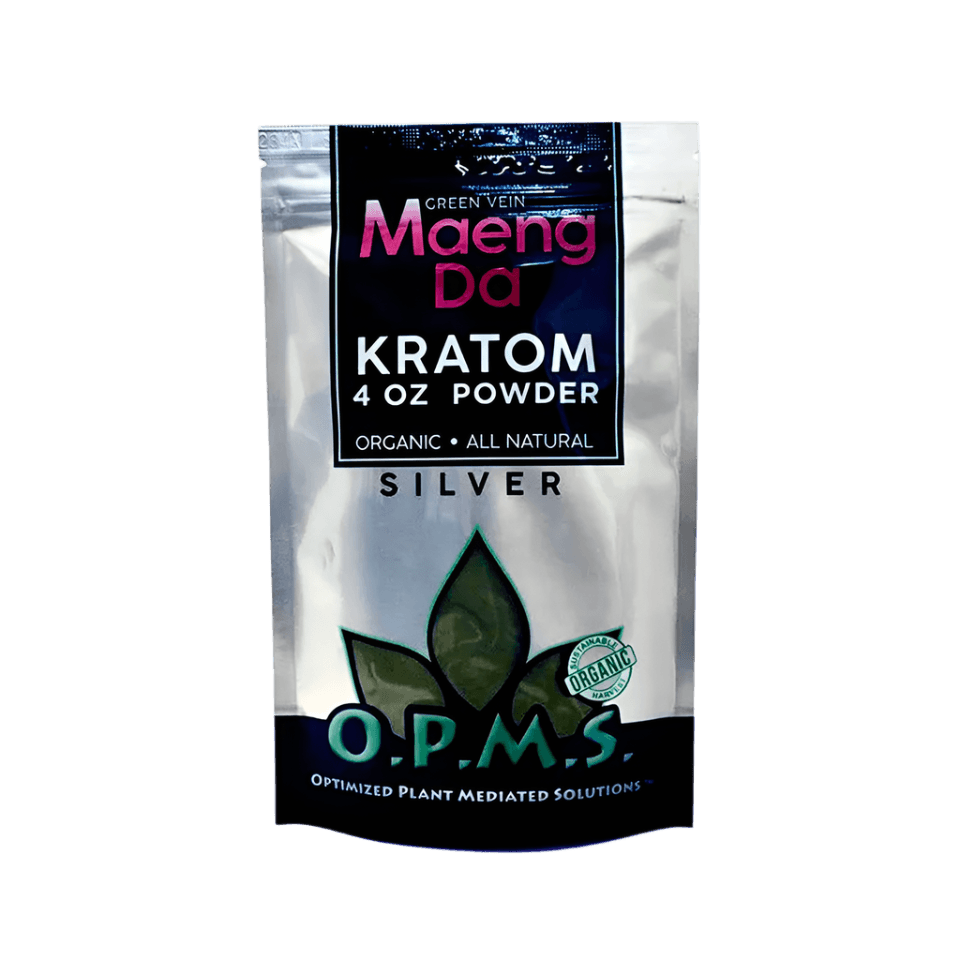 O.P.M.S. Silver Kratom Powder 4oz - Maeng Da Green Vein