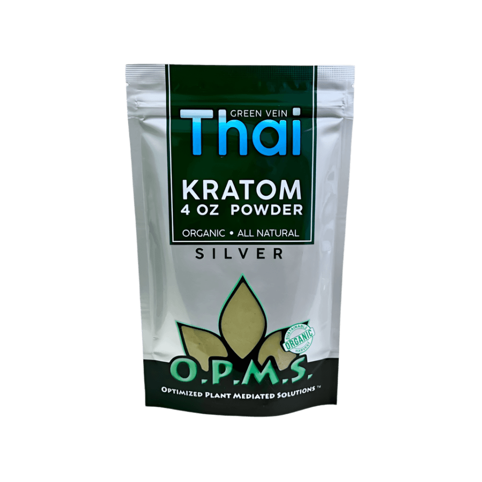 O.P.M.S. Silver Kratom Powder 4oz - Thai Green Vein