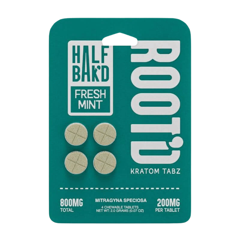 Half Bak'd Root'd Fresh Mint kratom tablets 200MG 4-count