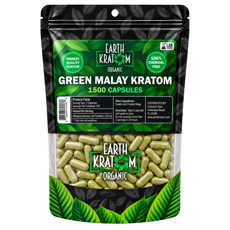 earth kratom capsules green malay 1500ct