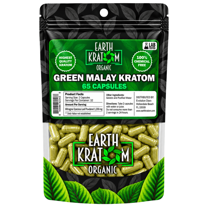 earth kratom capsules green malay 65 capsules