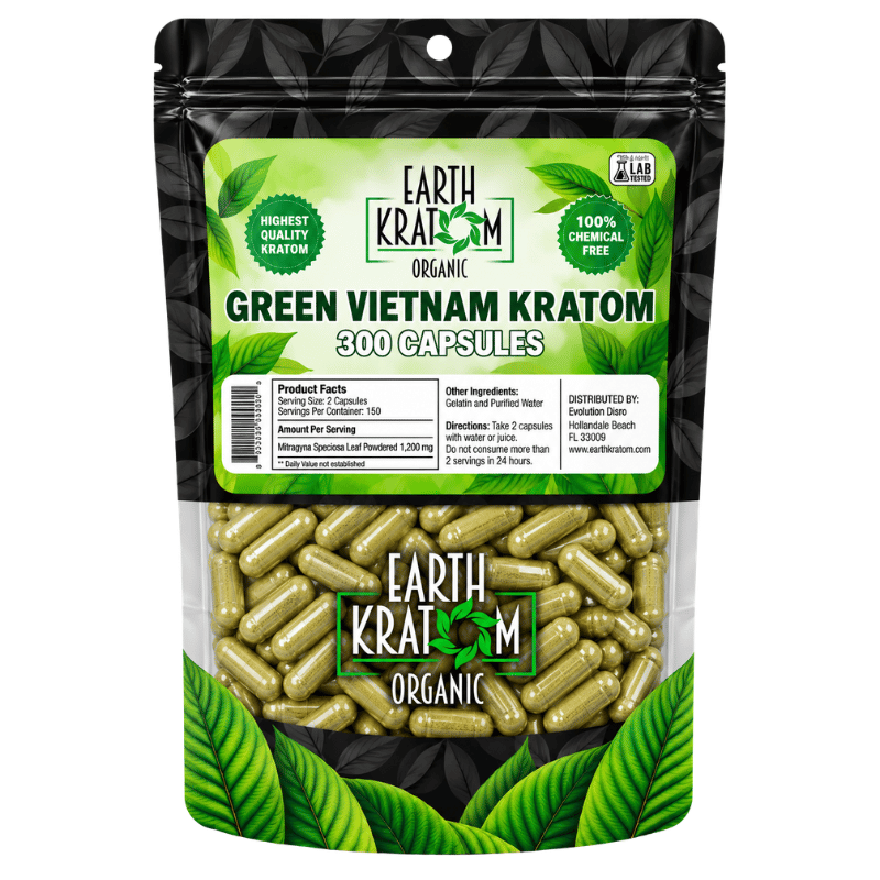 earth kratom capsules green vietnam 300ct