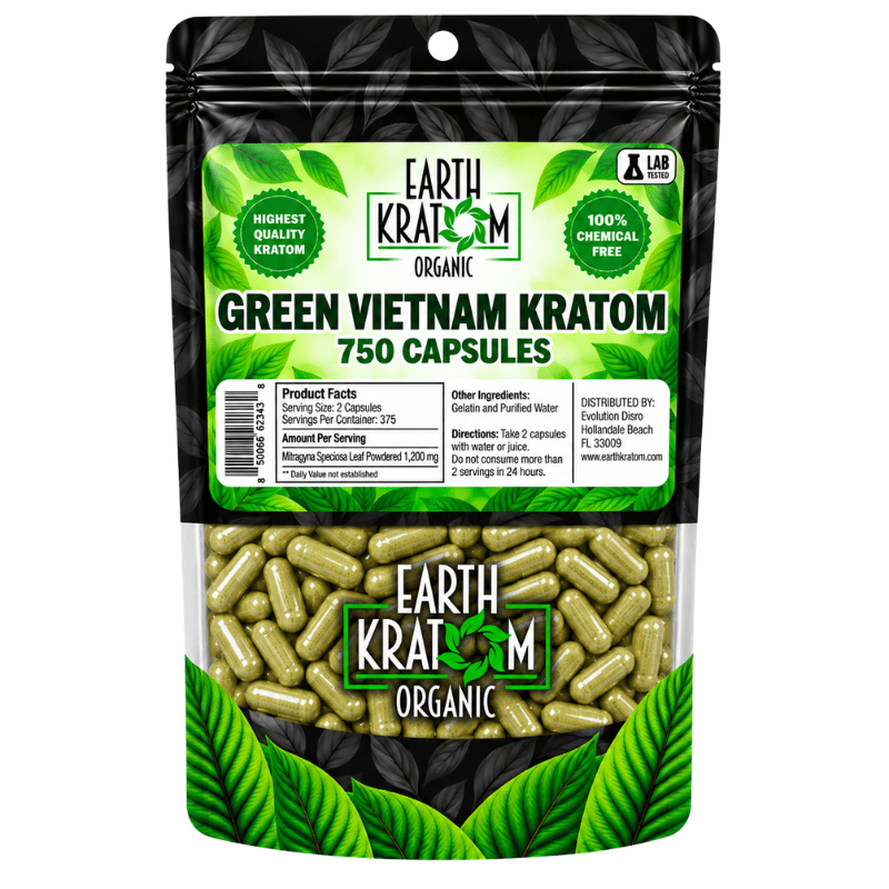 earth kratom capsules green vietnam 750ct