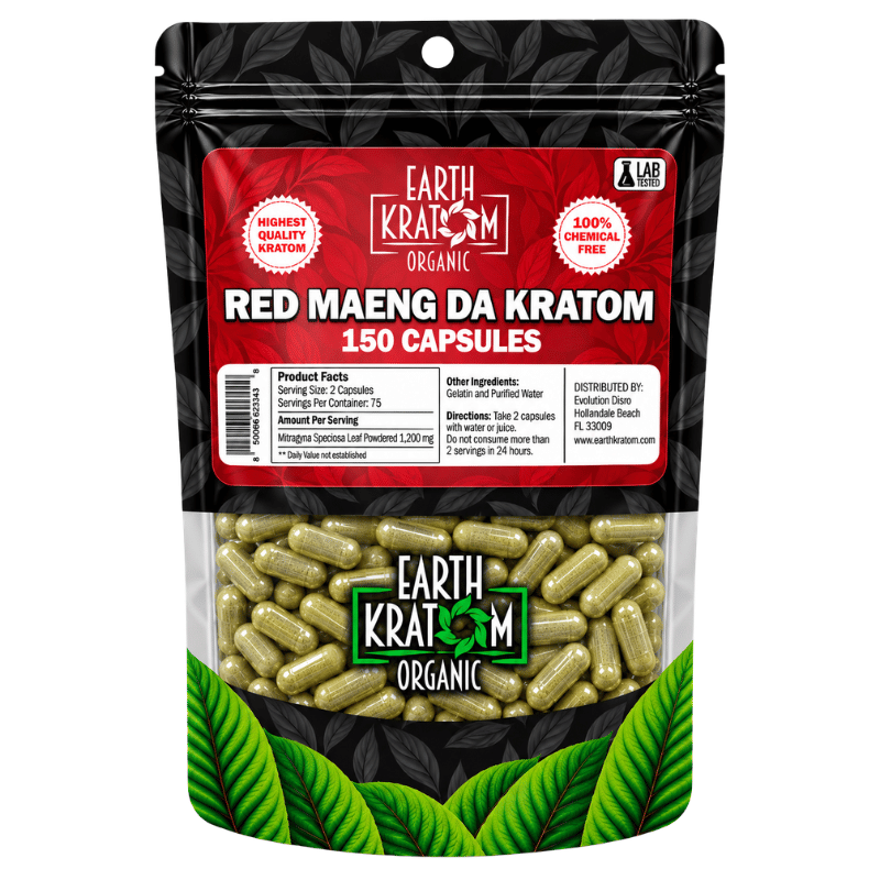 earth kratom capsules red maeng da 150ct