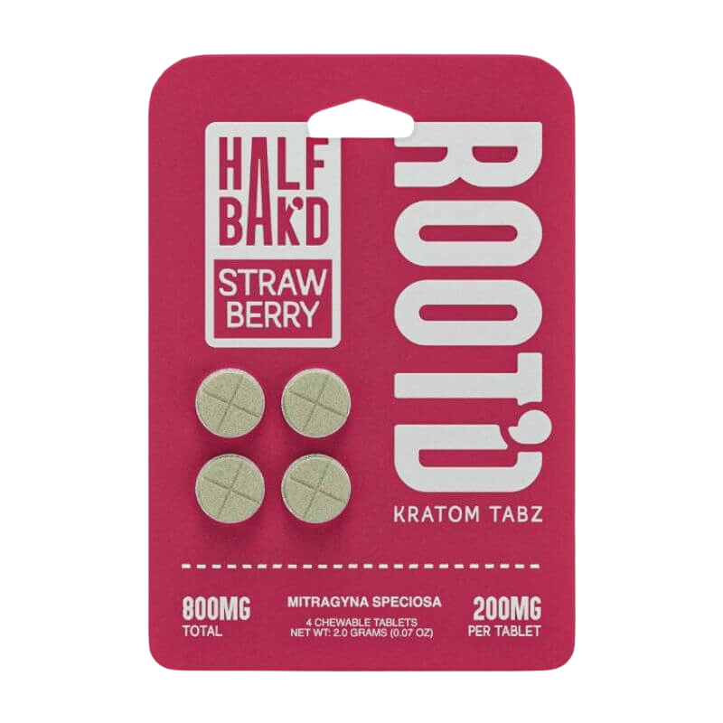 Half Bak'd Root'd Strawberry kratom tablets 200MG 4-count