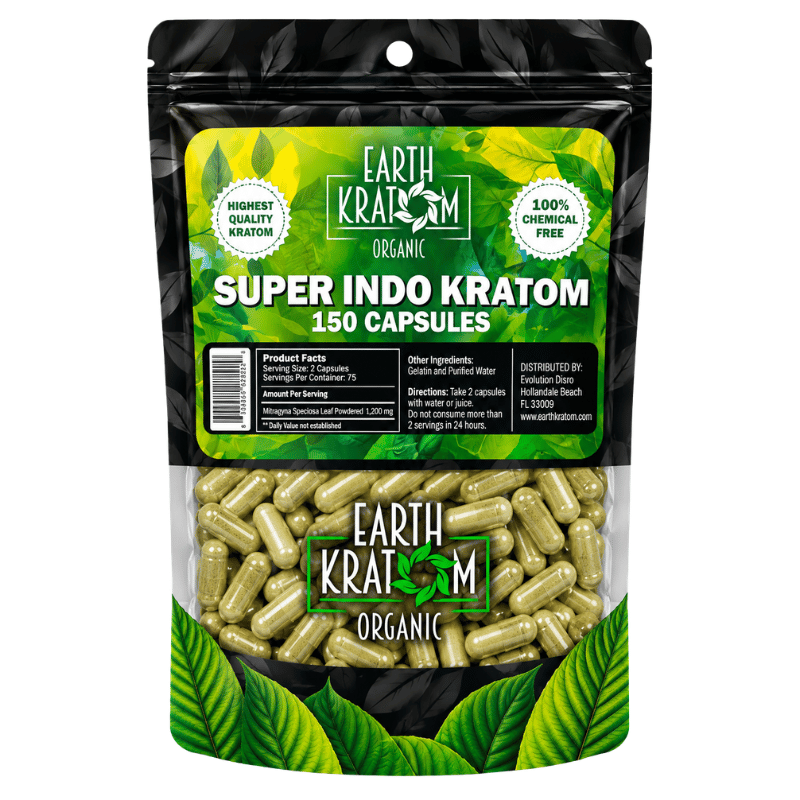 earth kratom capsules super indo 150ct