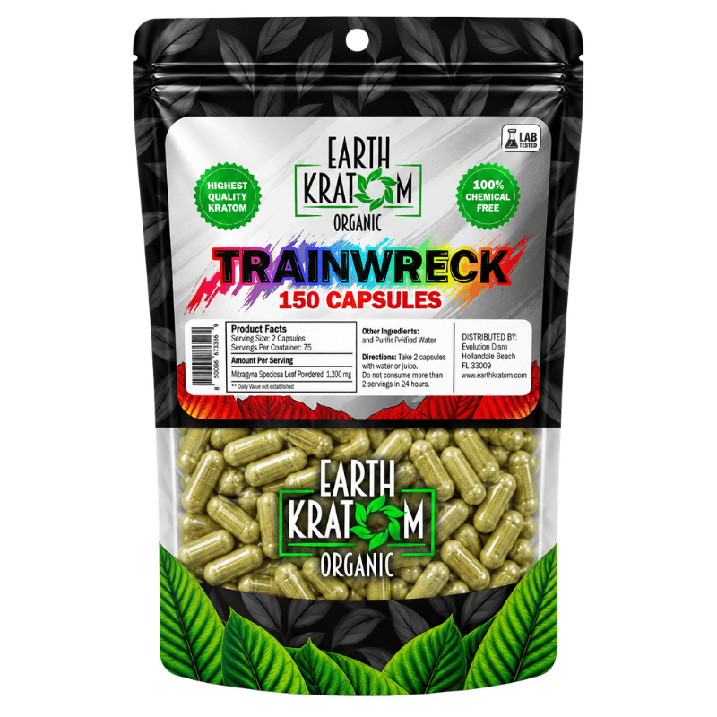 earth kratom capsules trainwreck 150ct