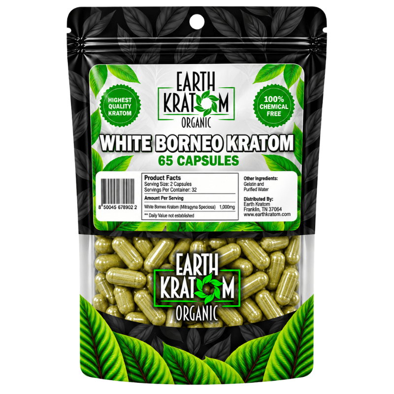 earth kratom capsules white borneo 65 capsules