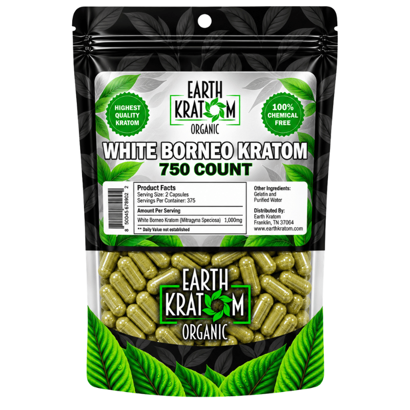 earth kratom capsules white borneo 750ct