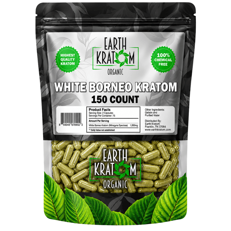 earth kratom capsules white borneo 150ct