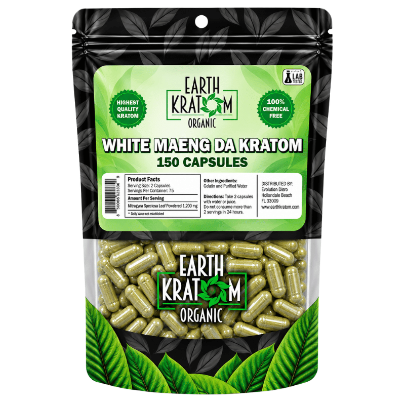 earth kratom capsules white maeng da 150ct