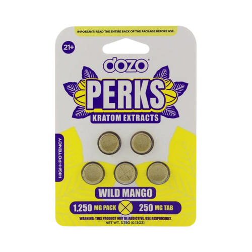Dozo Perks Kratom Extract Tablets 5ct 250mg Per Tablet
