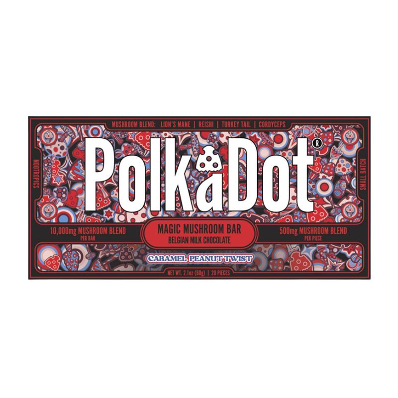 Polka Dot Magic Mushroom Blend Chocolate Bar - Caramel Peanut Twist