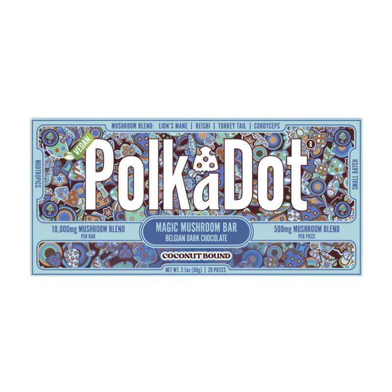 Polka Dot Magic Mushroom Blend Chocolate Bar - Coconut Bound