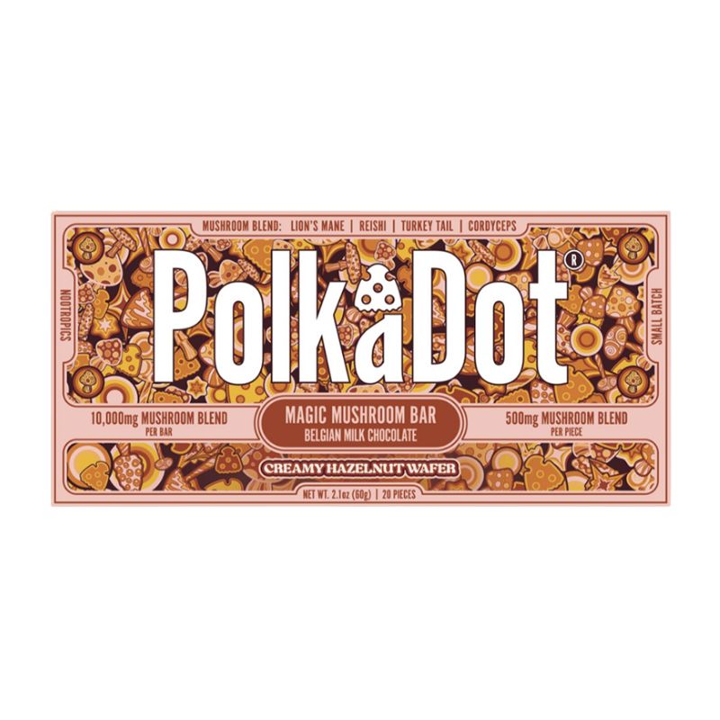 Polka Dot Magic Mushroom Blend Chocolate Bar - Creamy Hazelnut Wafer