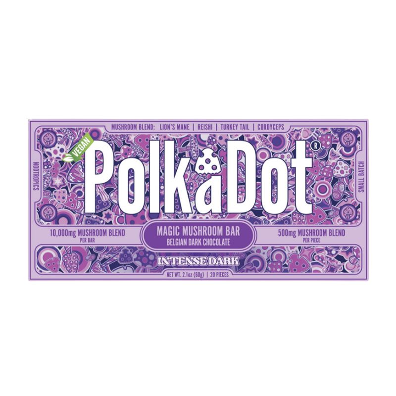 Polka Dot Magic Mushroom Blend Chocolate Bar - Intense Dark