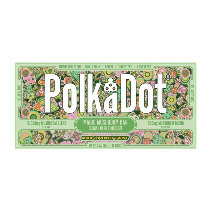 Polka Dot Magic Mushroom Blend Chocolate Bar - Maui Coconut Twist