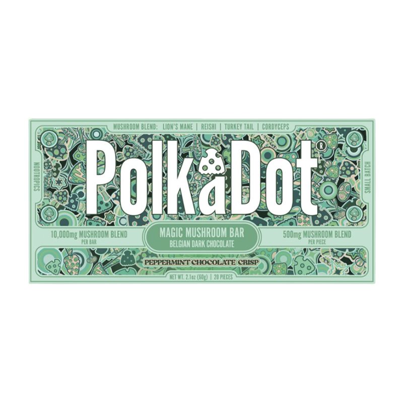 Polka Dot Magic Mushroom Blend Chocolate Bar - Peppermint Chocolate Crisp