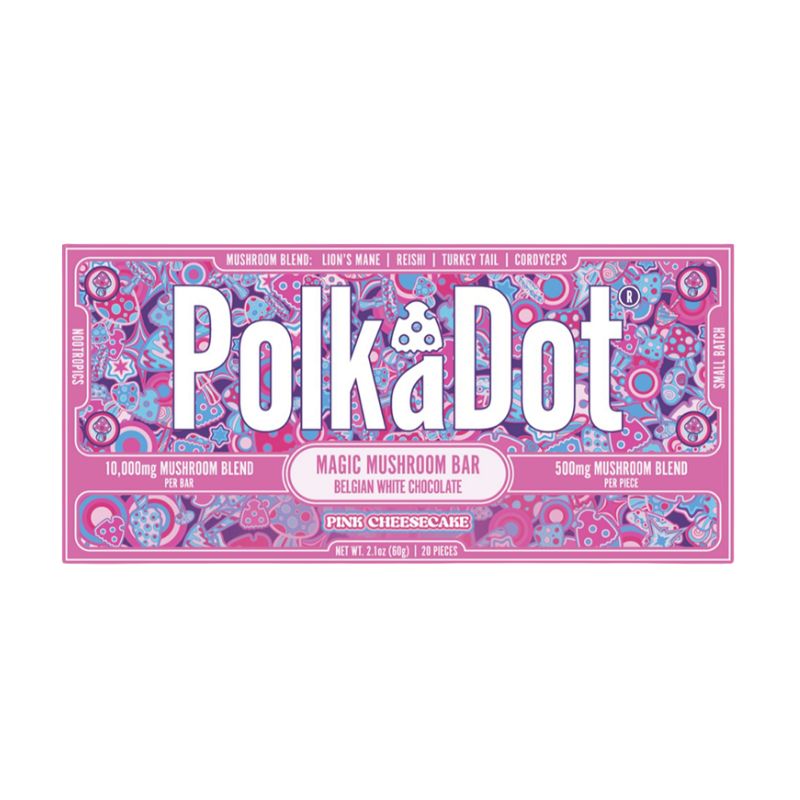 Polka Dot Magic Mushroom Blend Chocolate Bar - Pink Cheesecake