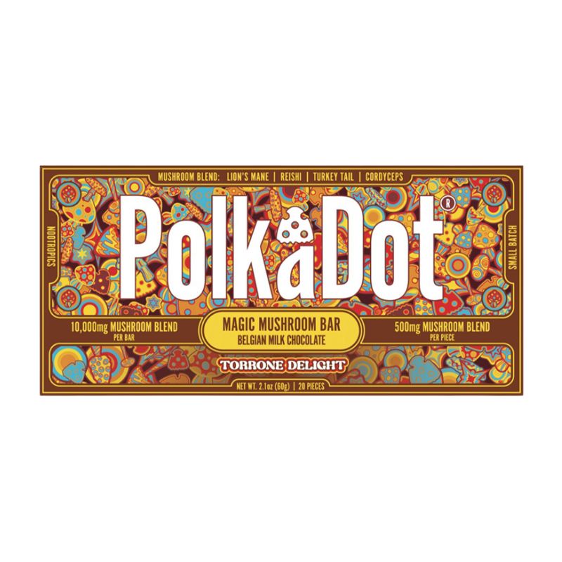 Polka Dot Magic Mushroom Blend Chocolate Bar - Torrone Delight